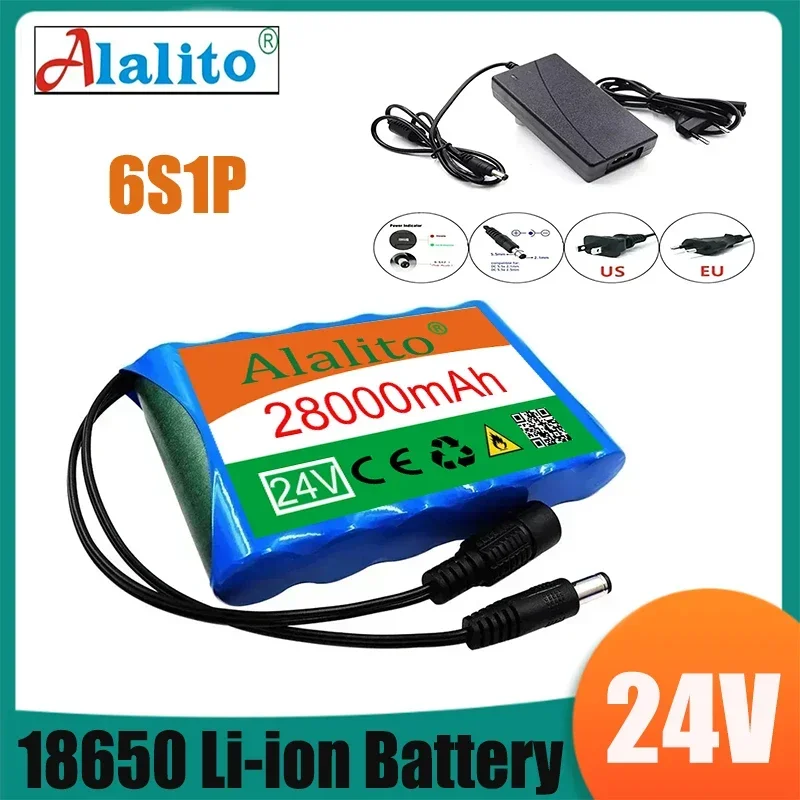 New Original 12V 6S1P 28000mah Battery Rechargeable Lithium-ion Pack Capacity DC 12.6v CCTV Cam Monitor + Charger