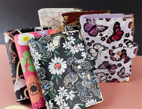 마카롱 컬러풀 A6 PU 가죽 DIY 바인더 노트북 커버, 일기 어젠다 플래너 종이 커버, 학교 문구