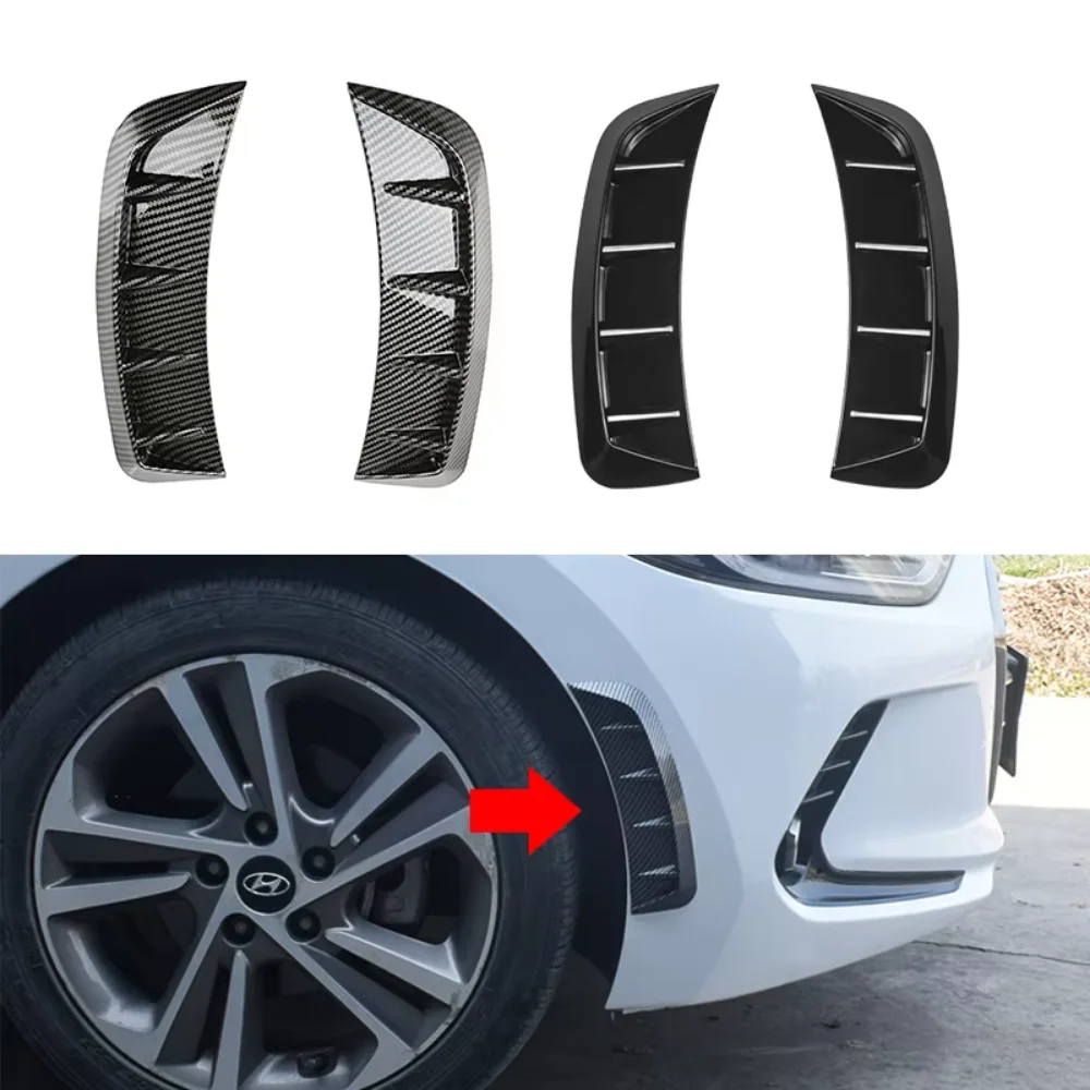 2Pcs Auto Sticker Cover Black Carbon Fiber Air Intake Flow Vent Hood Fender Air Vent Universal Car Styling Exterior Decorative