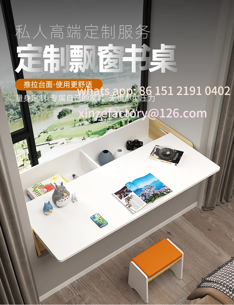 

Customizable bay window desk remodeled pull-out countertop