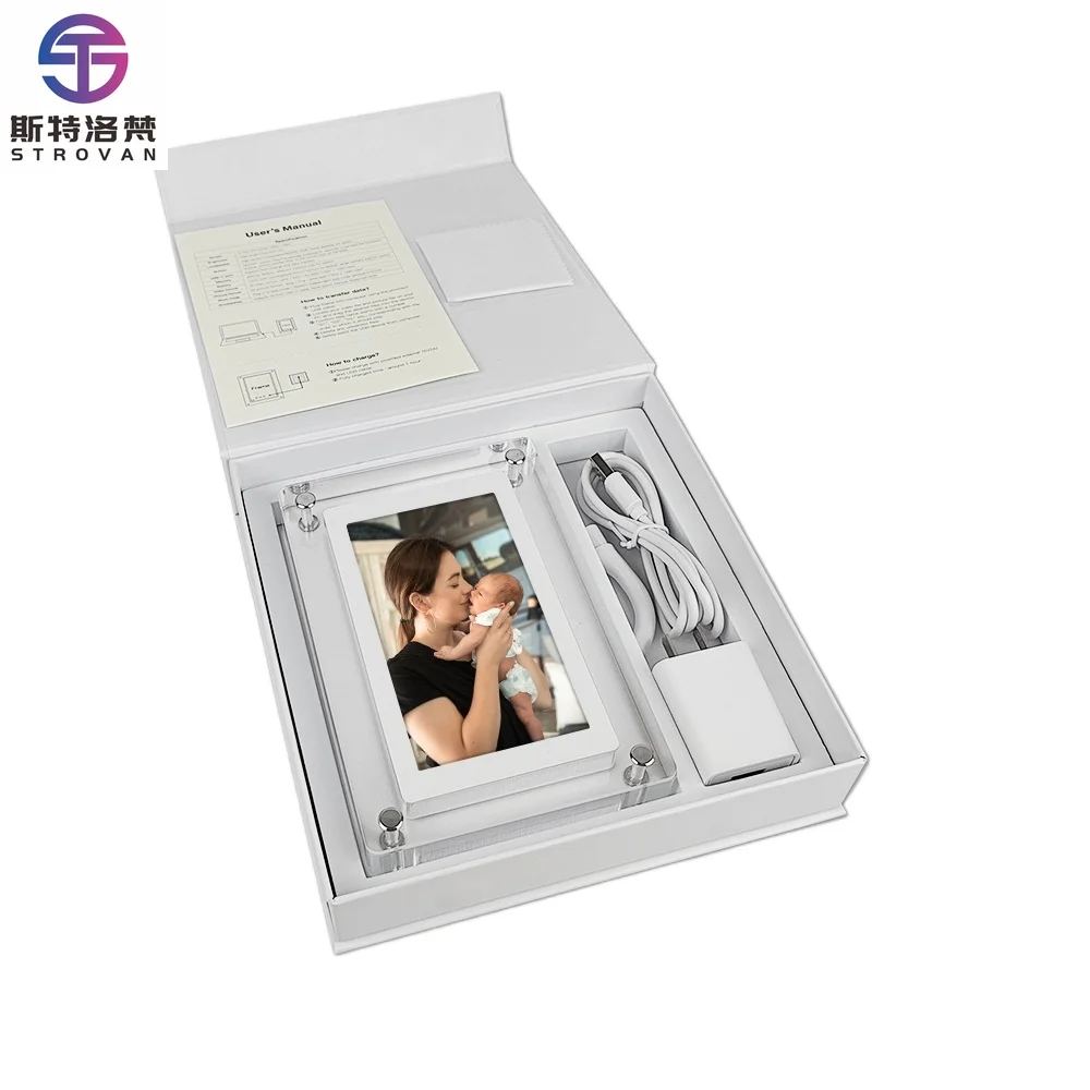 

1080P Electronic Picture Frame Video Album 5 Inch 4GB Screen Digital Photo Clear Crystal Acrylic Frame