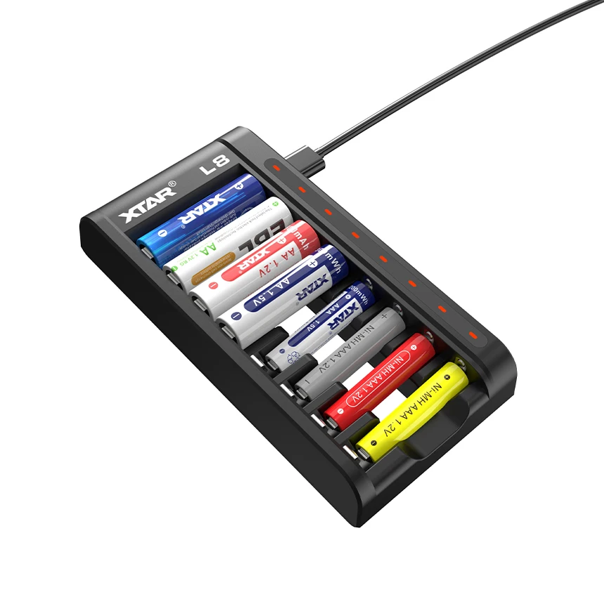 XTAR L8 Charger 8-slot Smart Charger For Li-ion Battery Mix-charging Li-ion NiMH Type-C Input