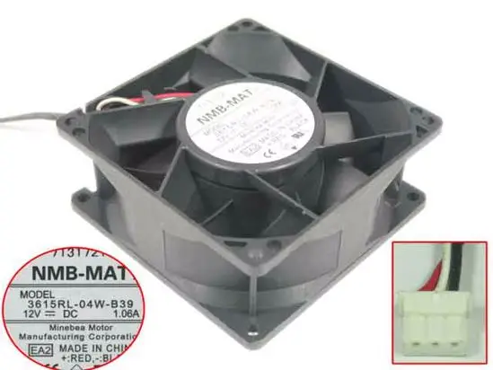 

NMB-MAT 3615RL-04W-B39 EA2 DC 12V 1.06A 92x92x38mm 3-Wire Server Cooling Fan