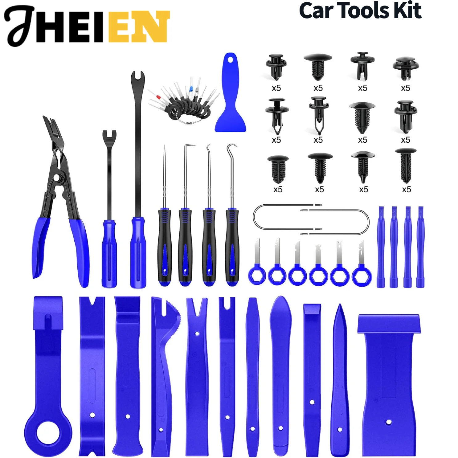 

102 Pices Car Tools Kit Removal Tool,Auto Push Pin Bumper Automotive Mechanical Tools Fastener Terminal Remover Crowbar Tool Kit