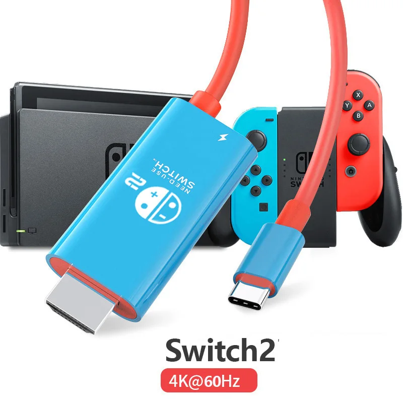 

Кабель-адаптер USB C — HDMI, совместимый с Nintendo Switch 2, шнур-адаптер для телевизора 4K/60 Гц с портом зарядки PD 100 Вт, проекционная линия