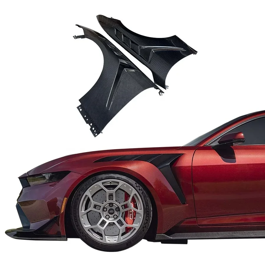 

Carbon Fiber Front Fenders For Ford Mustang Dark Horse S650 2024 Replacement GTD Style Body Kit