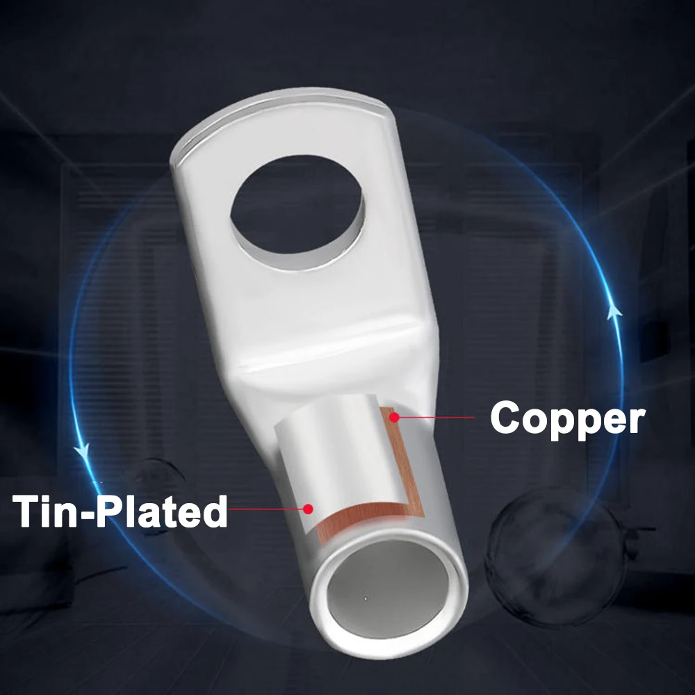 T90 Cable Terminals Lug Wire Connector Copper Tin-plated Crimp Electric Cable Connector Right Angle Automotive Crimp Terminal