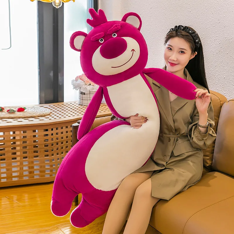 산리오 귀여운 딸기 곰 인형 향기나는 대형 봉제 인형 긴 베개 귀여운 동물 인형 어린이 생일 선물