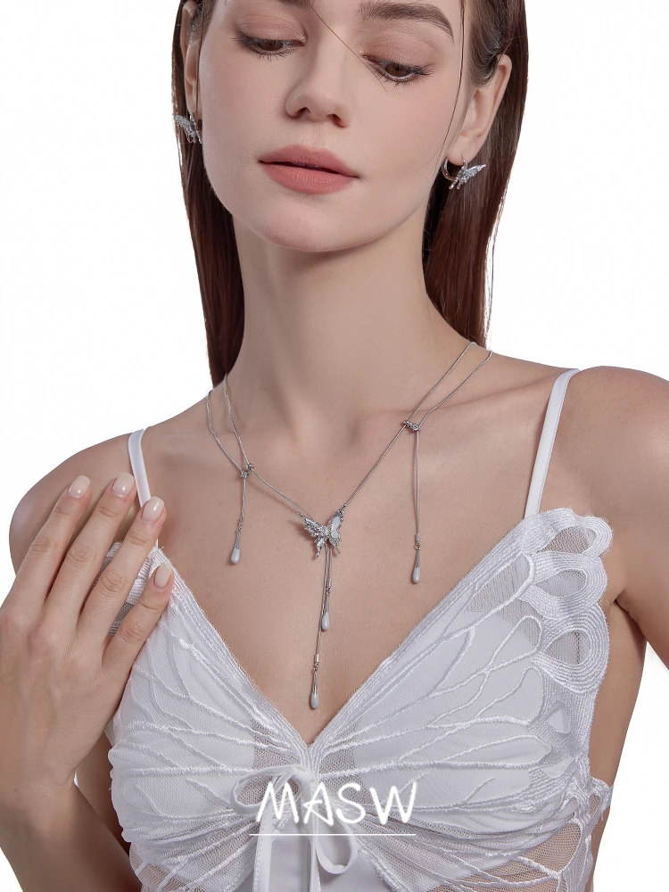 MASW Original Design 2024 Trend Spring Summer Fresh Butterfly Pendant Necklace For Girl Women Party Wedding Gift Jewelry