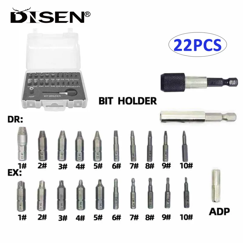 

1Set Damaged Screw Extractor Remover Drill Bit Set Disassemble Screws Bolt Stud Slip Teeth Demolish Stripped Broken Remover Tool