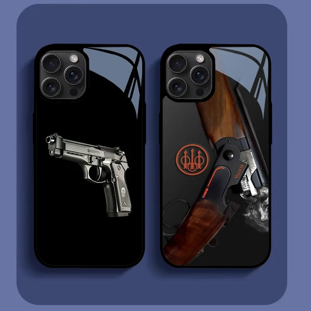 G-uns B-Beretta Phone Case For IPhone16 15 14 13 12 11 Pro Xs Max Mini XR X 7 8 Plus Luxury Mirror Hard Funda