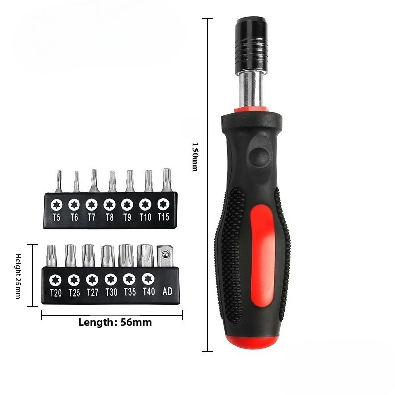 14PCS T5-T40 Torx Screwdriver Bit 1/4" Hex Shank 25mm Star Head Hex Security Screw Driver Bits view 3