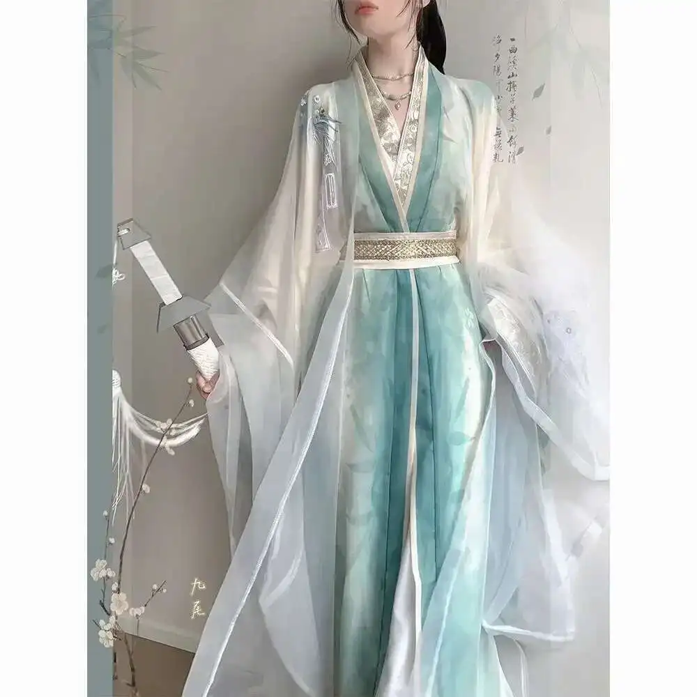 

Рубашка с длинными рукавами в китайском стиле Ханфу Тан с тяжелой вышивкой, повседневное традиционное платье в китайском стиле