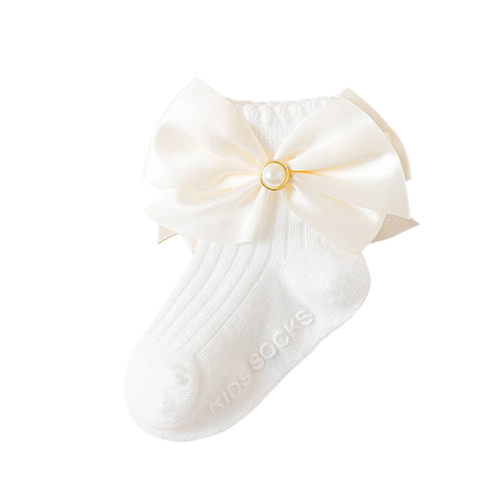 

Toddler Baby Girls Socks Knit Satin Bow Princess Socks for Party Wedding Photography