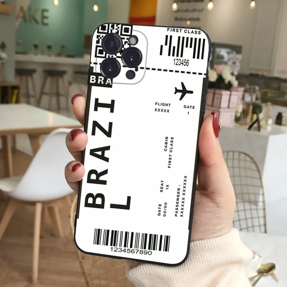 Cute FIRST CLASS PLANE TICKET Phone Case Silicone Soft for iphone 16 15 14 13 12 11 Pro Mini XS MAX Plus X Cover