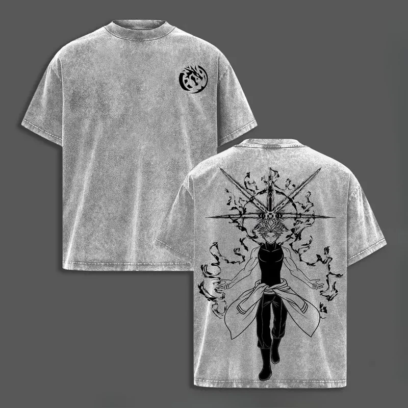 Camiseta con estampado de manga Ragna Crimson, camiseta holgada lavada a la moda para hombre, ropa Unisex, camisetas de algodón de manga corta, Tops