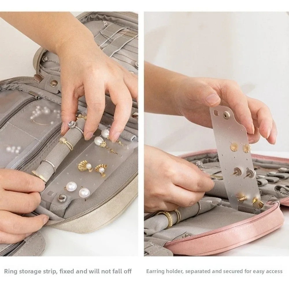 

PU Leather Jewelry Storage Bag Multi-functional Rings Necklace Bracelet Bracelet Display Box Holder with Handle