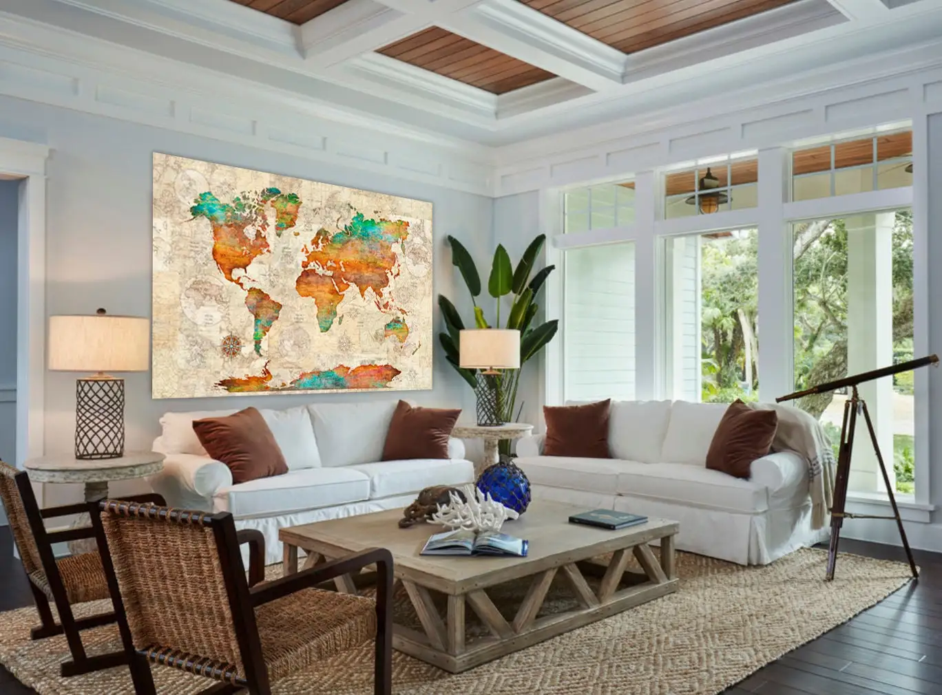 نسيج خريطة العالم من دان موريس، معلق على الحائط، ديكور المسافر، ديكور غرفة المعيشة المنزلية، قابل للغسل ومضاد للبهتان #3