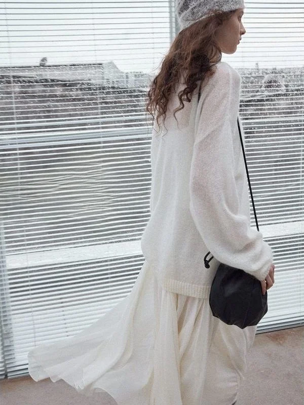 

Original Hello September Autumn New mat Asymmetrical Chiffon Midi Skirt Commute Sle Korean Version Embroidery Details