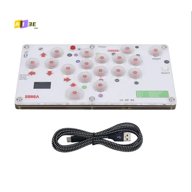 

A13E-17-Button Mini Arcade Controller Fight Stick Gaming Controller With Screen For Hitbox PC/PS4