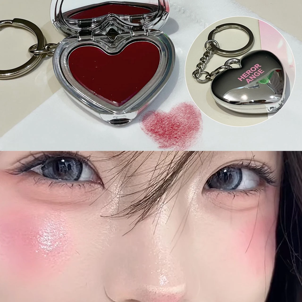 Wet Gloss Blusher Cream Naturally Rose Red Cheek & Lip Tint Hydrating Highlighter Non-Greasy Love Shape Blush Rouge Paste Makeup