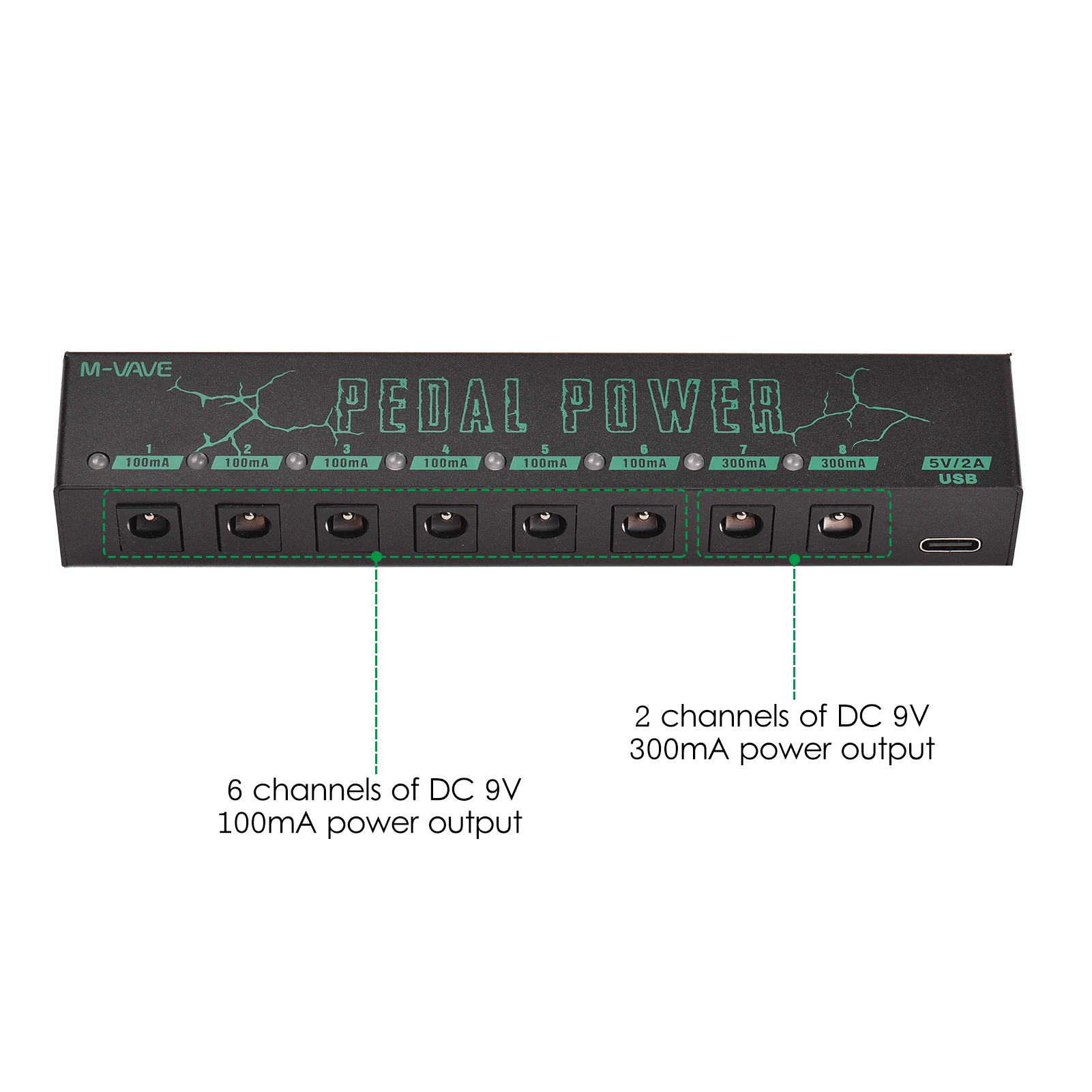 M-VAVE PEDAL POWER Guitar Pedal Power Guitar Effector Power Supply 8 Isolated DC Output