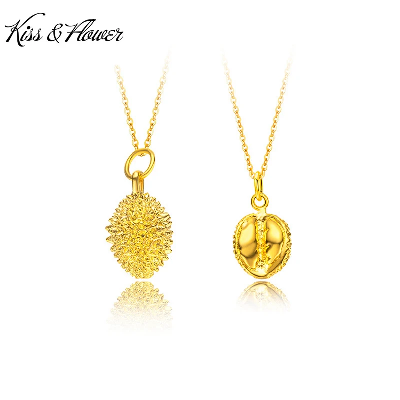 KISS&FLOWER NK323 Fine Wholesale Fashion New Woman Girl Bride Party Birthday Wedding Christmas Gift Durian 24KT Gold Necklace