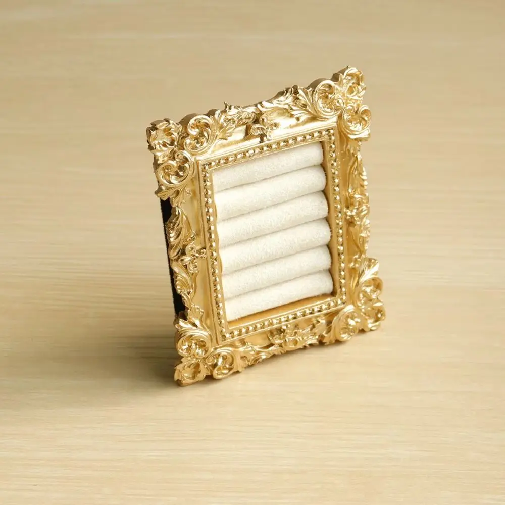 Vintage Goldring-Präsentationsständer, Samt-Organizer, Barock-Design, Wildleder-Ohrring-Tablett, Fotorahmen, exquisites Schmuck-Display-Regal – Detail 4