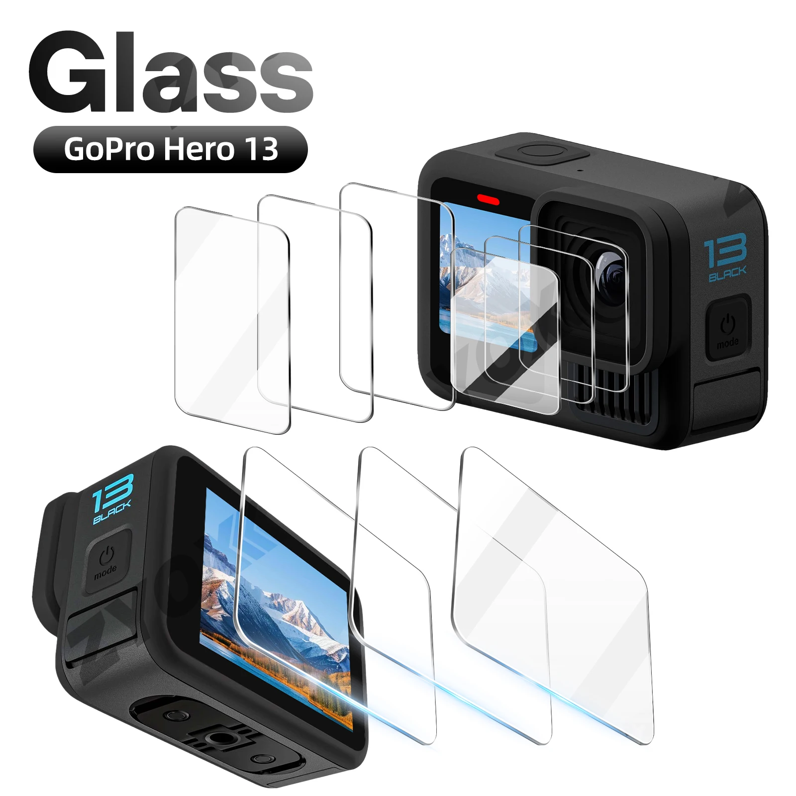 9H Hardness Glass for GoPro Hero 13 Screen + Lens Protector Clear Ultra-HD Tempered Glass  Anti-scratch Film Accessories
