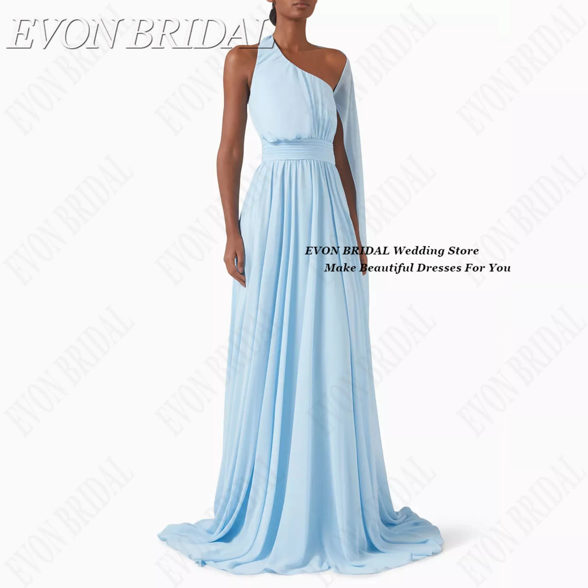 

One Shoulder فساتين سهرة Formal Occasion Gala Party Dress With Shawl 2025 Classic Floor Length Evening Gown EVON BRIDAL Customiz