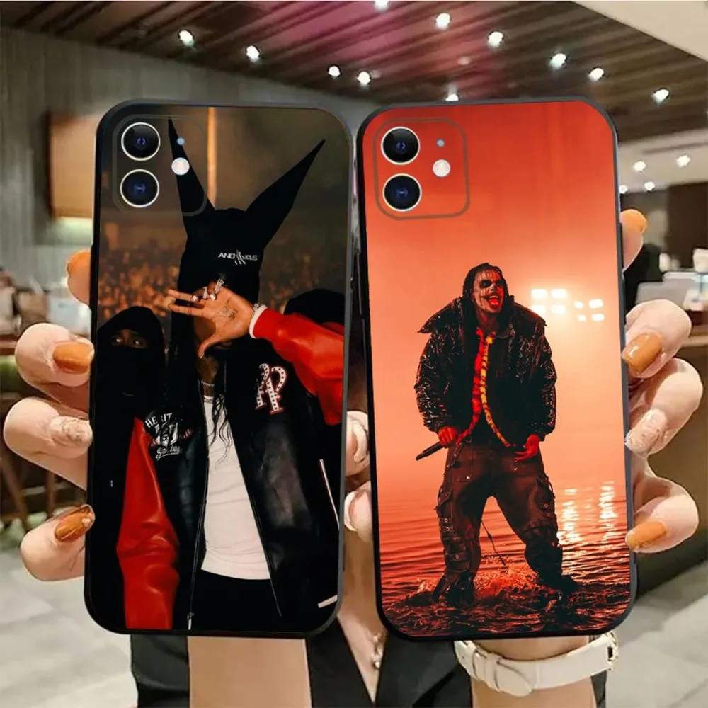 Rapper Playboi Carti YVL Handyhülle für iPhone15,14,13,12,11,Pro,Max,Plus,Mini,X,XS,XR,8,7,6,S,Plus,SE Weiche schwarze Hülle