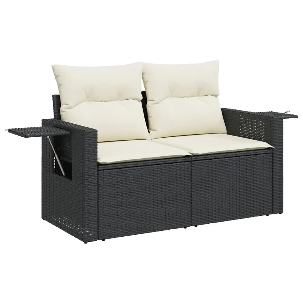 Modular Black PE Rattan Garden Sofa Set Large Outdoor Seating Comfortable Lounge Furniture
