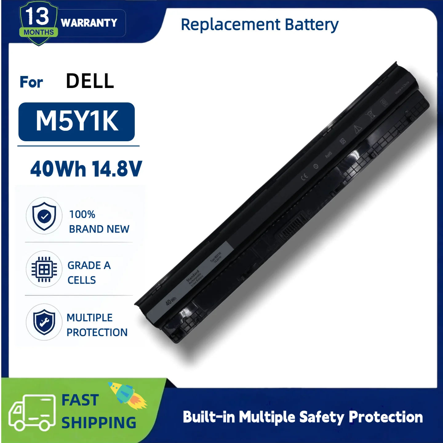Venta al por mayor y al por menor de baterías recargables de iones de litio de 4 celdas y 40 Wh para portátiles Dell M5Y1K, GXVJ3, series 14 3000 5000, 15 3000 5000, 17 5000