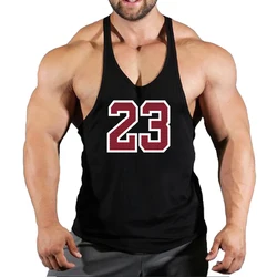 No.23 Sport Men's Summer Gym Shirt Street Sleeveless T-shirts For Men Tank Tops Workout Fitness Singlets Sport Vest Clothing