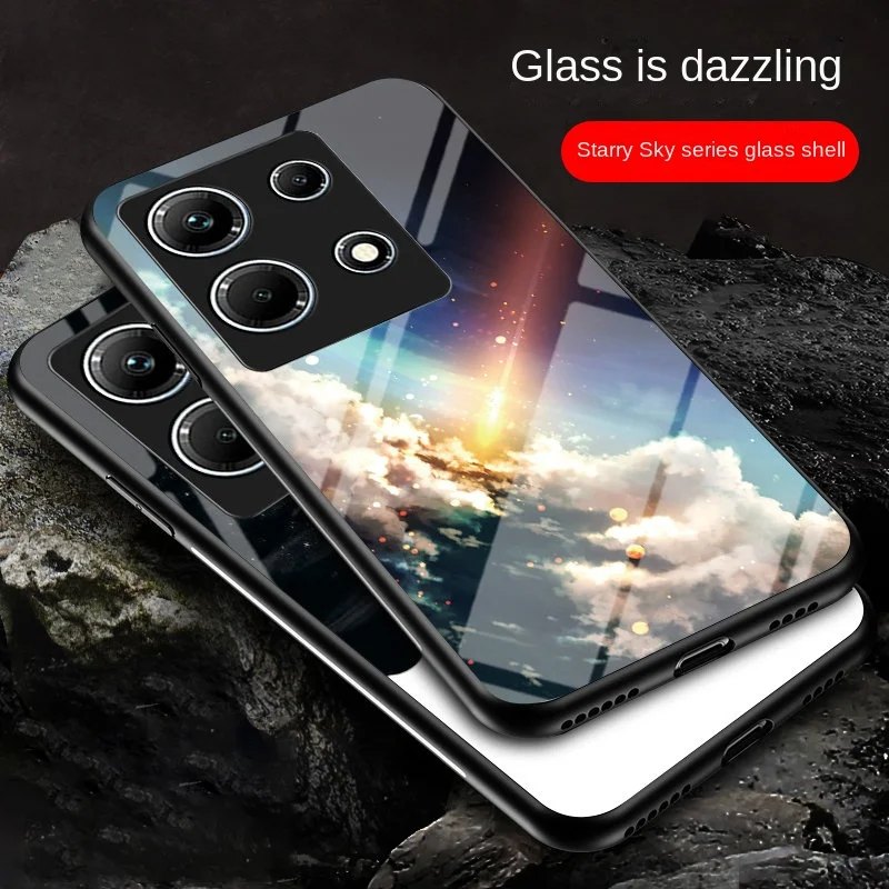 Infinix Note 30 4G X6833B X6716B Case Starry Tempered Glass Hard Back Cover Phone Case Silicone Bumper for Infinix Note 30 4G