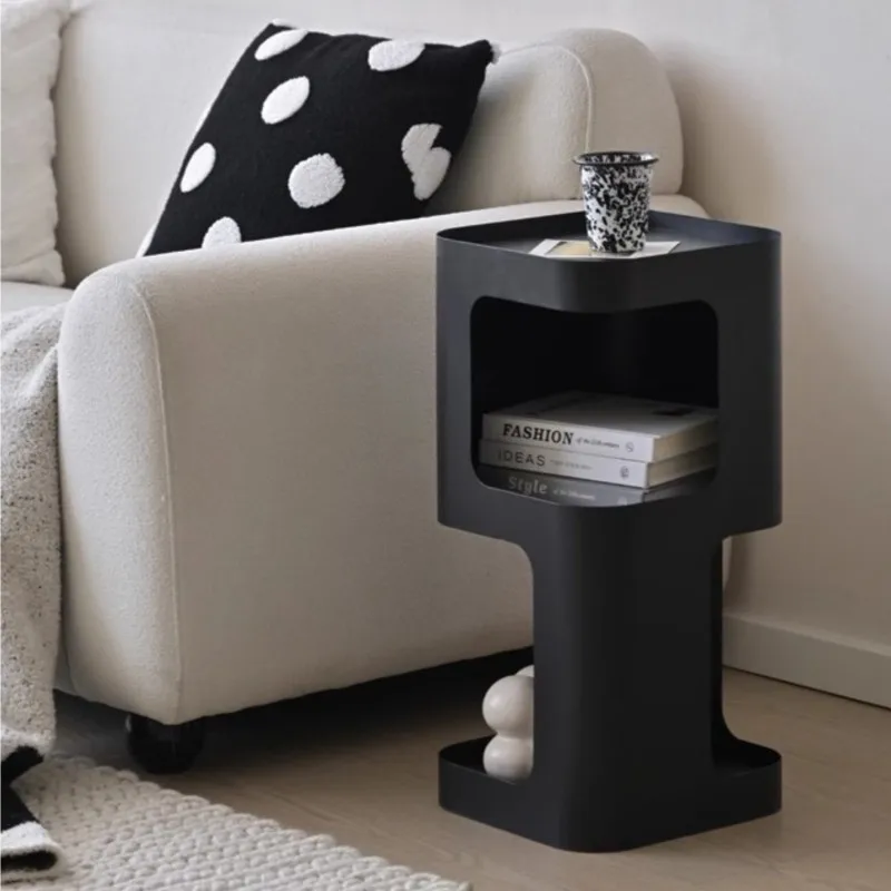 MOMO Living Room Iron Side Table Sideboard Next To The Sofa Measured Sideboard Shelves Black Mini Corner Table Creative