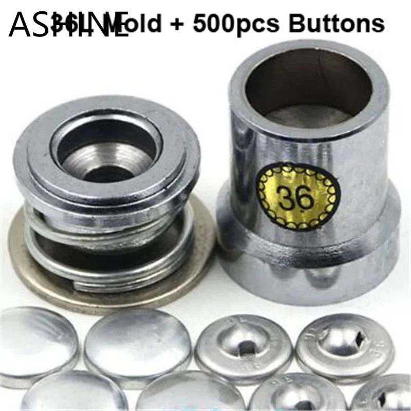 

500set Fabric Self Covered Button with 1 set Die Tool Metal Bread Top Flat Plastic Ring/Aluminum Back DIY Handmade Button