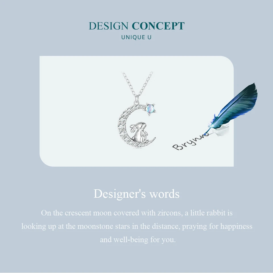 WOSTU 925 Sterling Silver Cute Cat Moon Pendant Necklace For Women, reamy Moonstone Zircon Charm Necklaces Special Gift For Her