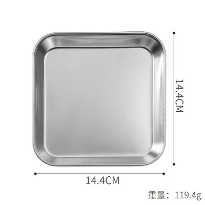 Thickened BBQ square 304 stainless steel plate, Korean-style golden commercial flat-bottomed dish barbecue tableware plate