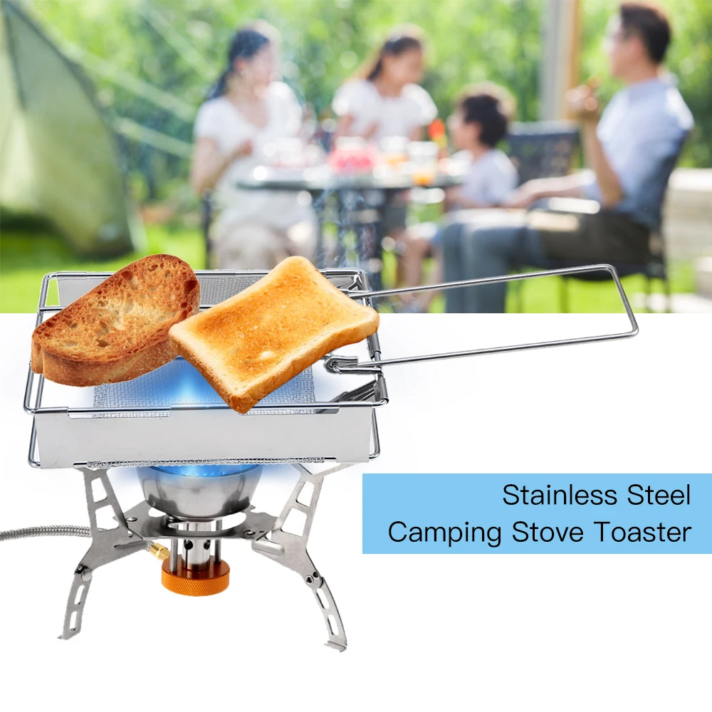 Foldable Stainless Steel Toaster Plate Portable Outdoor Camping Bread Toaster Grill Backpacking Hiking Picnic Mesh Net Grill