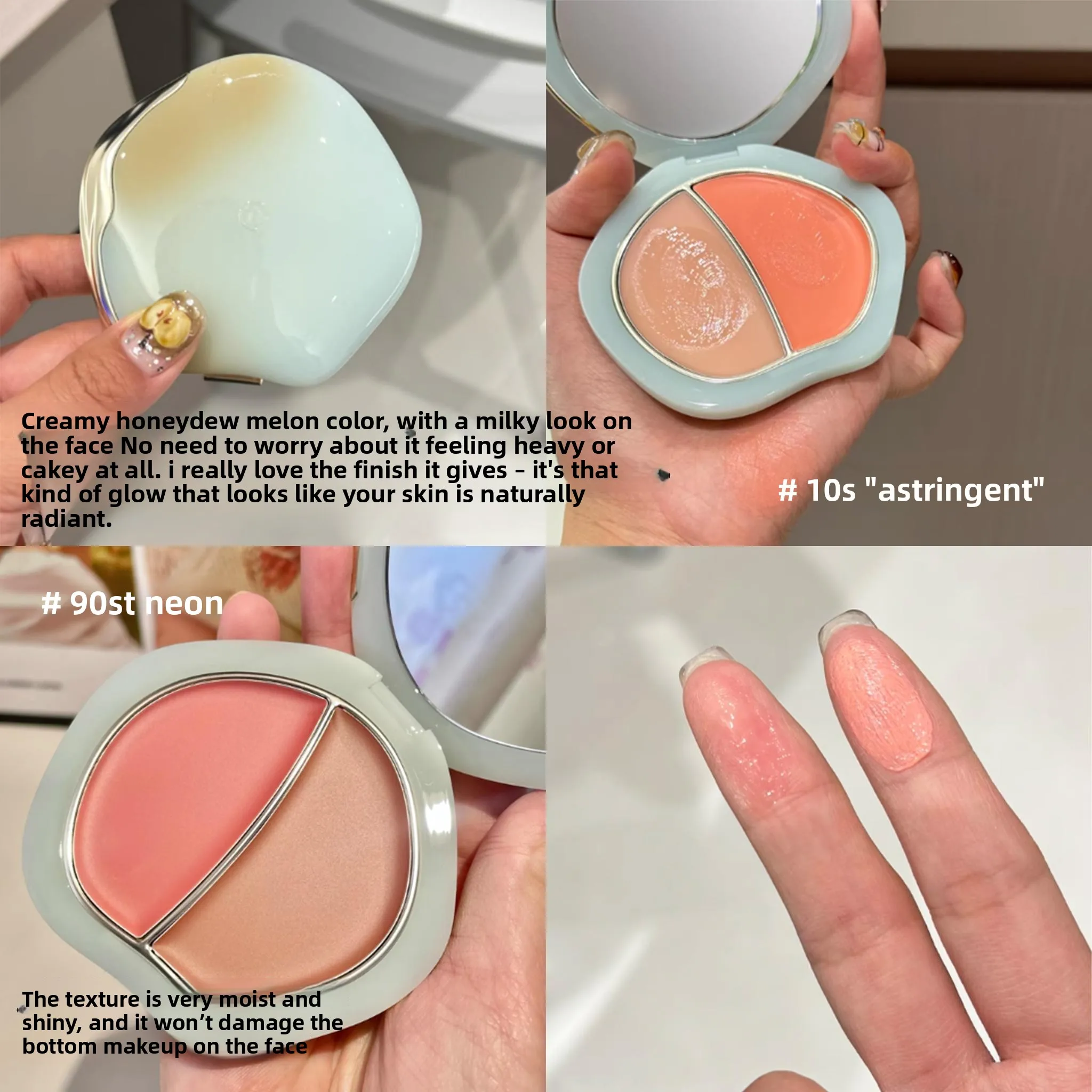 TIMAGE Blush Palette Guance Onda di Classic Shiny Dual-Color Blush Cream 6g Cosmetici per il trucco