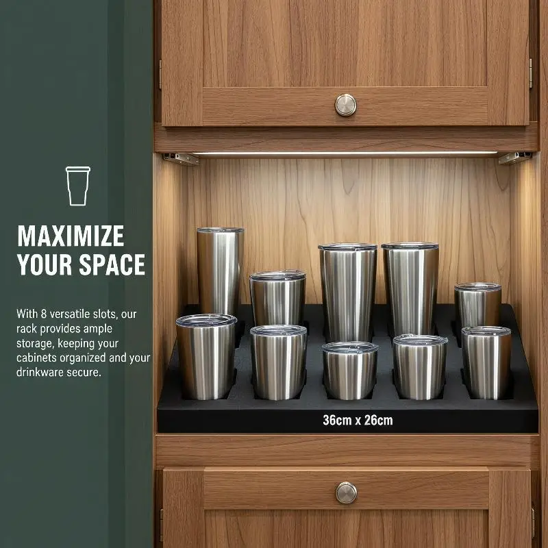 RV Cup Holder 8/13 Slot Lightweight Foam Space Saving Rack Stable Drink Mug Storage for Caravan Short Trips view 2