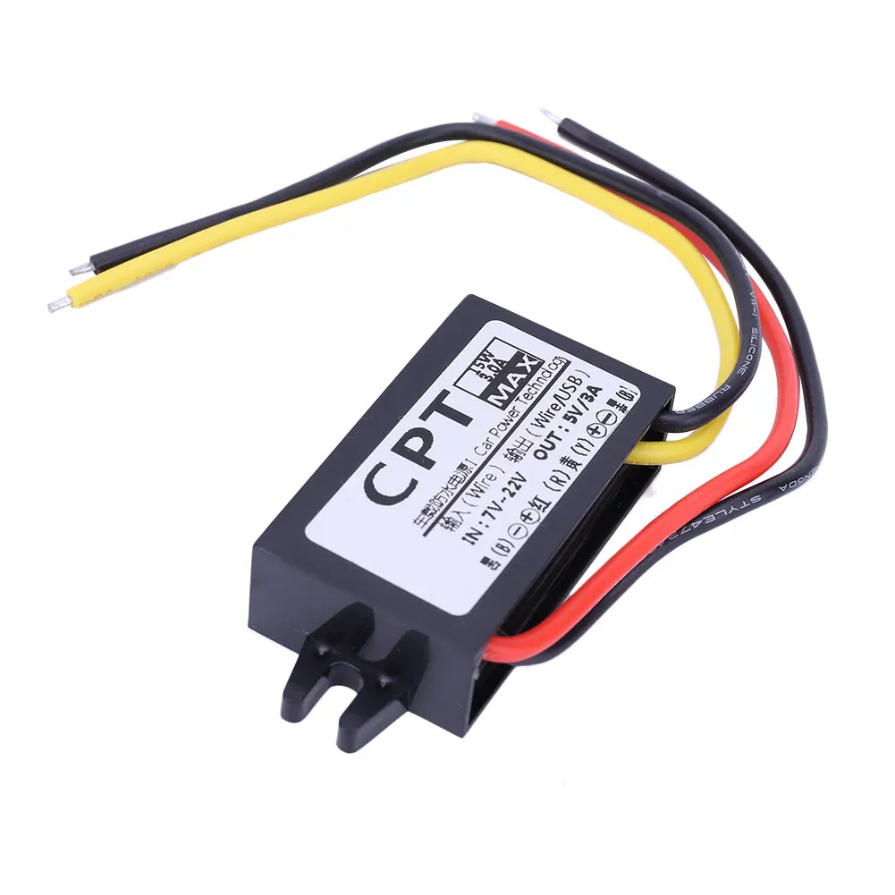 12V To 5V 3A 15W Reduced Voltage Regulator Waterproof CPT Direct Current Converter Wire Interface