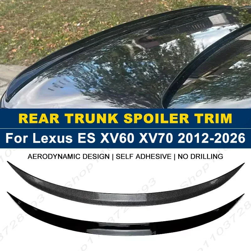 For Lexus Accessories ES XV60 XV70 2012-2026 Car Rear Trunk Boot Spoiler Wing Lip Body Kits Gloss Black Soft Plastic