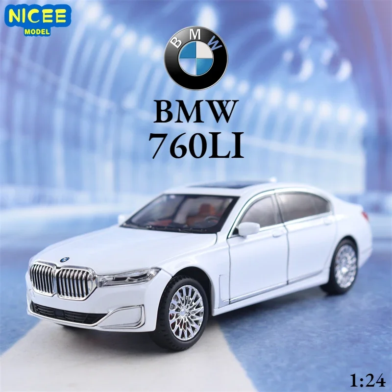 BMW 760LI High Simulation Diecast Metal Alloy Model Car para crianças, som e luz, coleção Pull Back, presentes de brinquedo, A616, 1:24