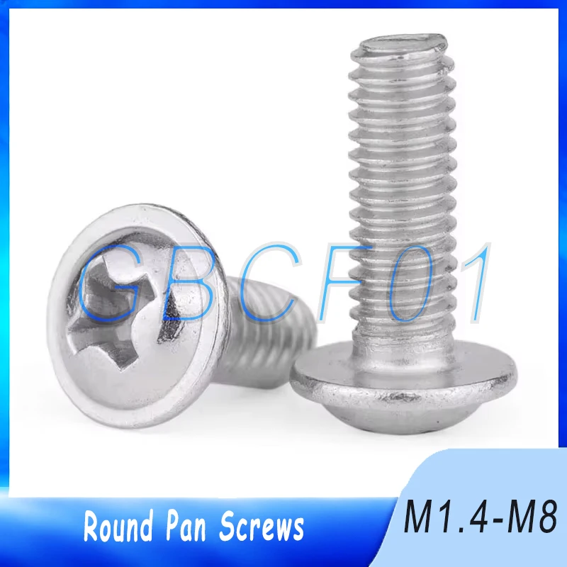

M1.4 M2 M2.5 M3 M3.5 M4 M5 M6 M8 304 Stainless Steel Round Pan Head Phillips Machine Screws with Washer Electronics