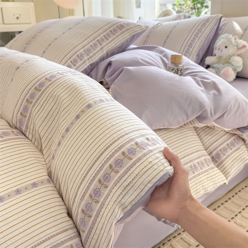 

100%Cotton Jacquard Duvet Cover Single/Queen/King Size housse de couette Flower Printed Comforter Cover funda nordica 150 cama