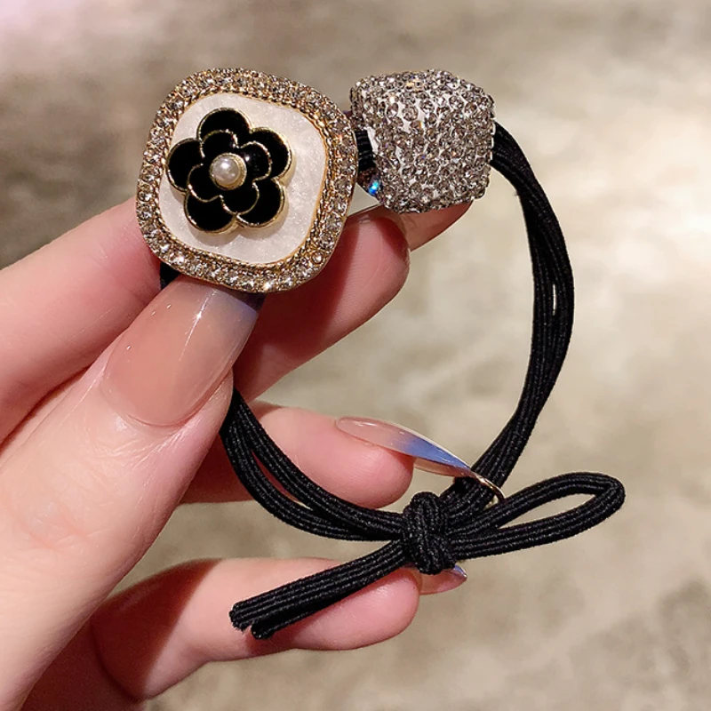 Korean High-end Retro Camellia Flowers elastic hair bands Hair Ties Rope Ring Temperament Horsetail  Accessories for Women