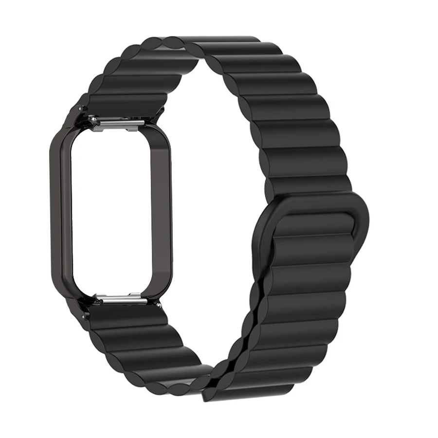 Silicone Magnetic Loop Strap For Xiaomi Smart Band 9 8 Active Bracelet Replacement Correa For Redmi Band 3 2 Wristband Accessory