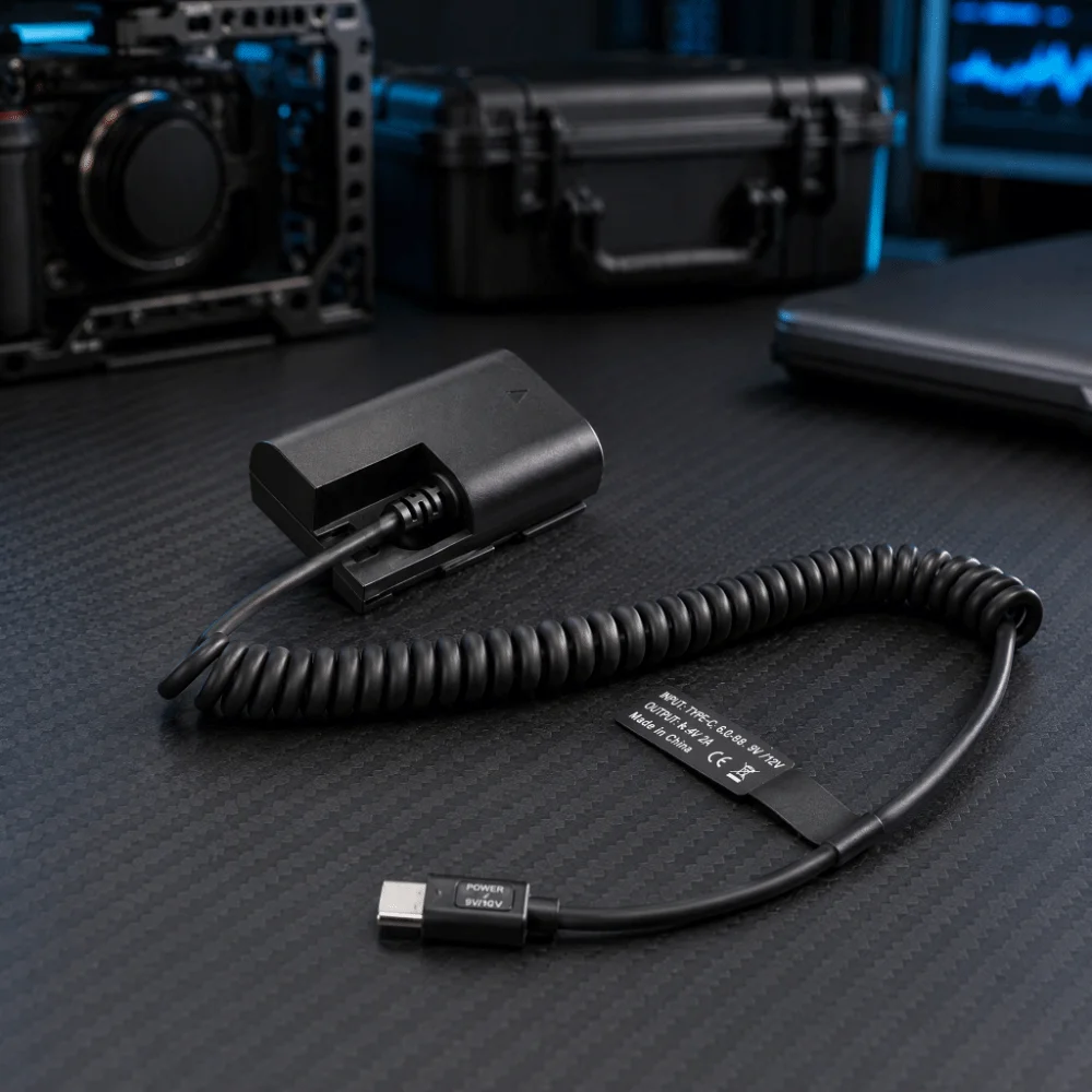 ABS + PC Dummy Battery Adapter USB-C Coupler Adapter for Canon 5D/5D/5D4/6D/6D2/60D/7D/7D2/70D/80D/90D/5DSR/R/R5/R5C/R6/R6II/R7